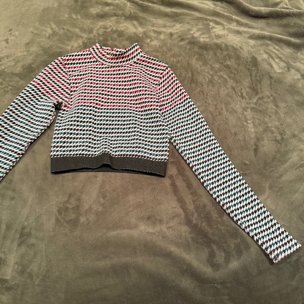 Fabletics Red and Black Houndstooth Top - image 1